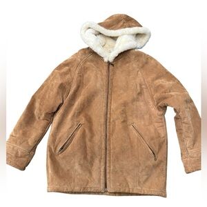 Womens J Percy for Marvin Richards genuine leather coat with faux fur inside Lg